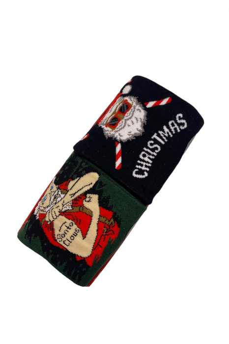 Set 2 Perechi Sosete Multicolore cu Model de Craciun, marime 41-44, 2 modele 41-44 [2]