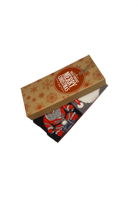 Set 2 Perechi Sosete Multicolore cu Model de Craciun, marime 41-44, 2 modele [5]