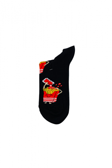 Set 4 perechi sosete din bumbac pentru barbati, multicolore imprime feluri de mancare, marimi 41-44 [6]