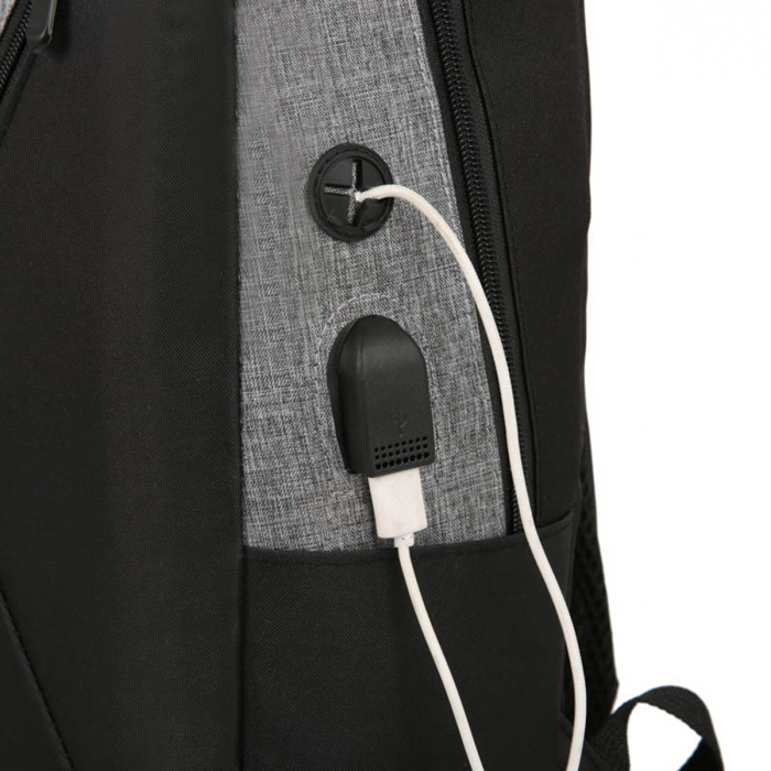 Set calatorie, rucsac, geanta si plic pentru adulti, 3 in 1, cablu USB, rezistent la apa, 2 culori, gri si negru [2]