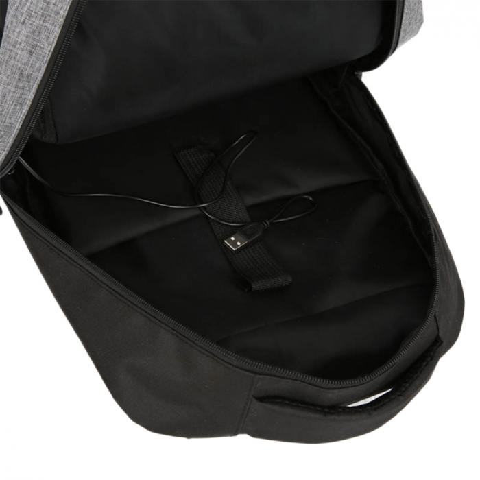 Set calatorie, rucsac, geanta si plic pentru adulti, 3 in 1, cablu USB, rezistent la apa, 2 culori, gri si negru [5]