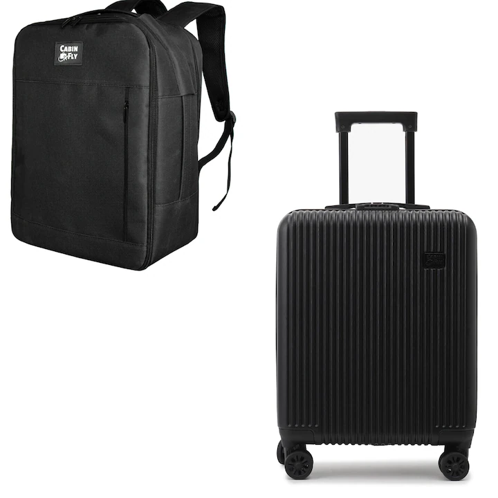 Set CabinFly Ryanair Priority – Troller și Rucsac Negru 55x40x20 + 40x30x20 [1]