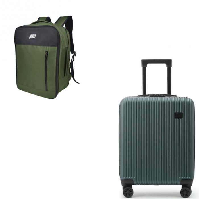 Set CabinFly Ryanair Priority – Troller 55x40x20 + Rucsac 40x30x20 Verde [1]