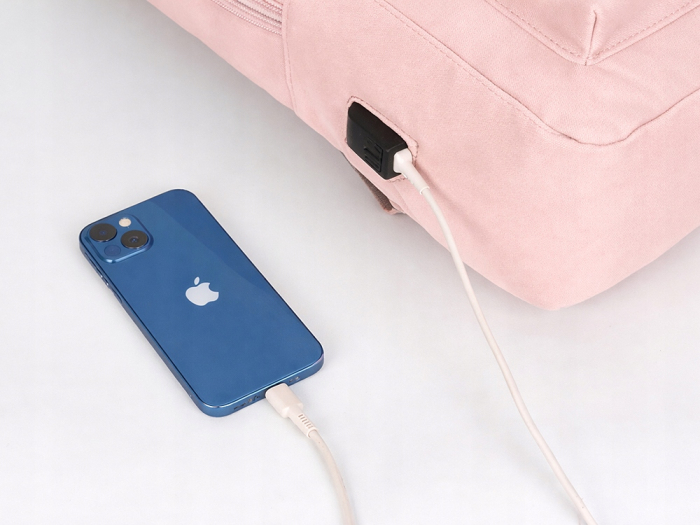 Set călătorie Cracos roz cu rucsac laptop USB și trusă cosmetică 9 piese [13]
