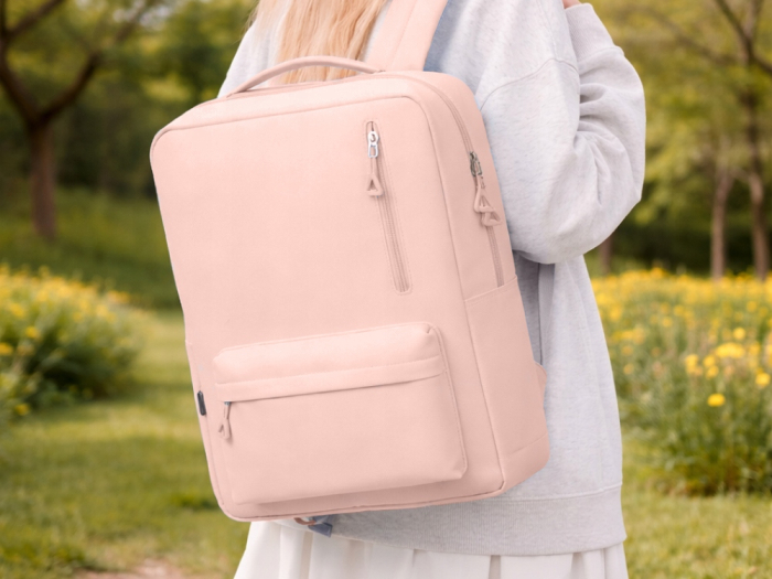 Set călătorie Cracos roz cu rucsac laptop USB și trusă cosmetică 9 piese [11]