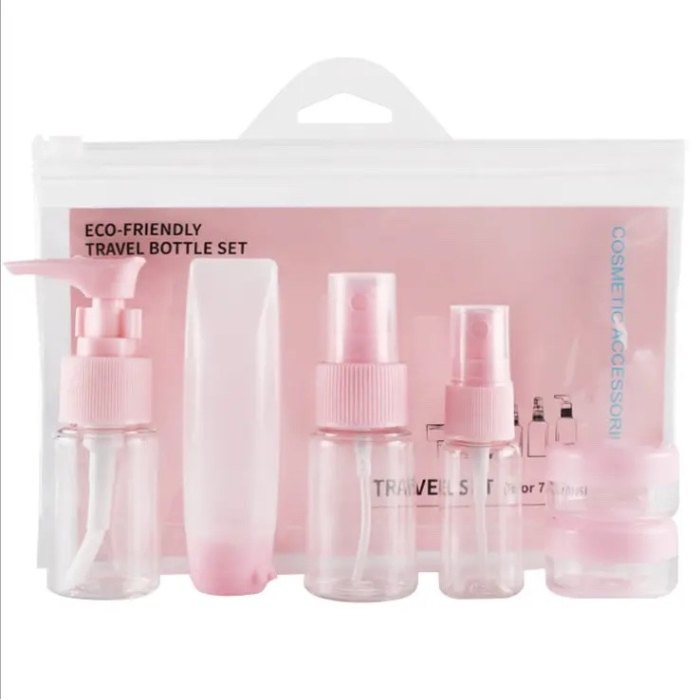 Set călătorie Cracos roz cu rucsac laptop USB și trusă cosmetică 9 piese [2]