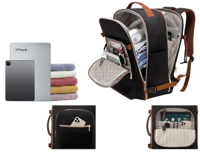 Set călătorie, rucsac Multifunctional Cracos®, maro , 46x36x20 cm, 36-55L, impermeabil, organizatoare bagaje si saculet incaltaminte incluse, ideal pentru vacanta, calatorit sau transport [4]
