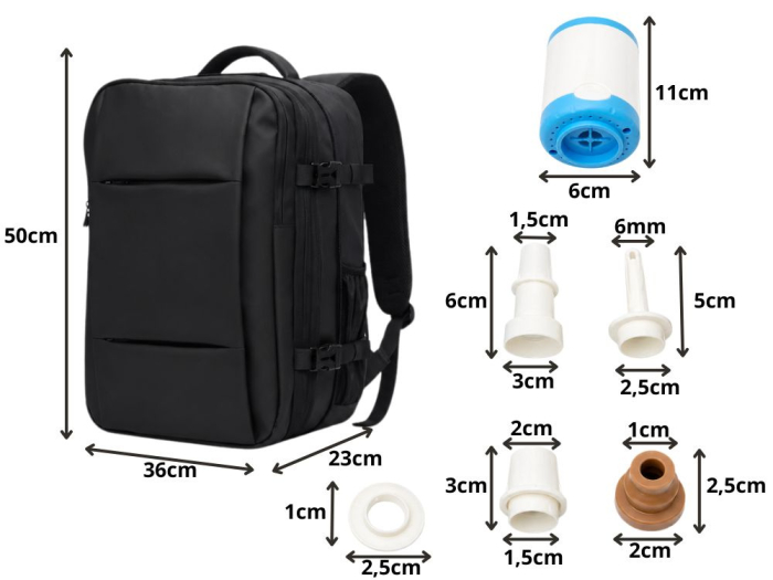 Set calatorie rucsac vacuum Cracos 50x36x23 cm cu pompa electrica si accesorii incluse [5]