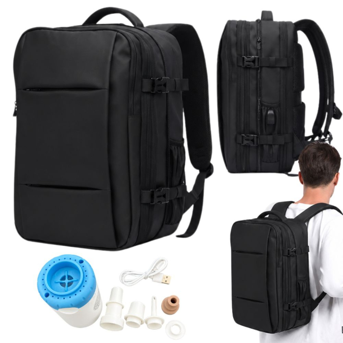 Set calatorie rucsac vacuum Cracos 50x36x23 cm cu pompa electrica si accesorii incluse [2]
