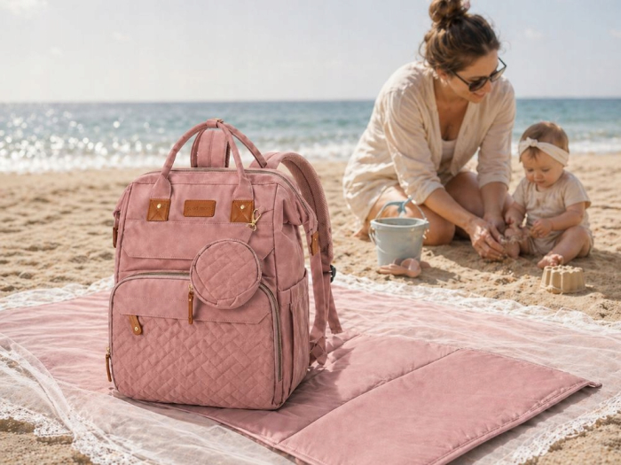 Set mamă și bebe Cracos MommyBag cu pătuț pliabil și gentuțe organizatoare impermeabile [12]