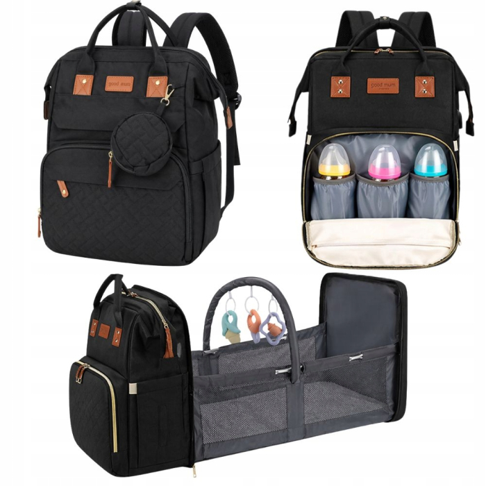 Set mamă și bebe Cracos MommyBag cu pătuț pliabil și gentuțe organizatoare impermeabile [2]
