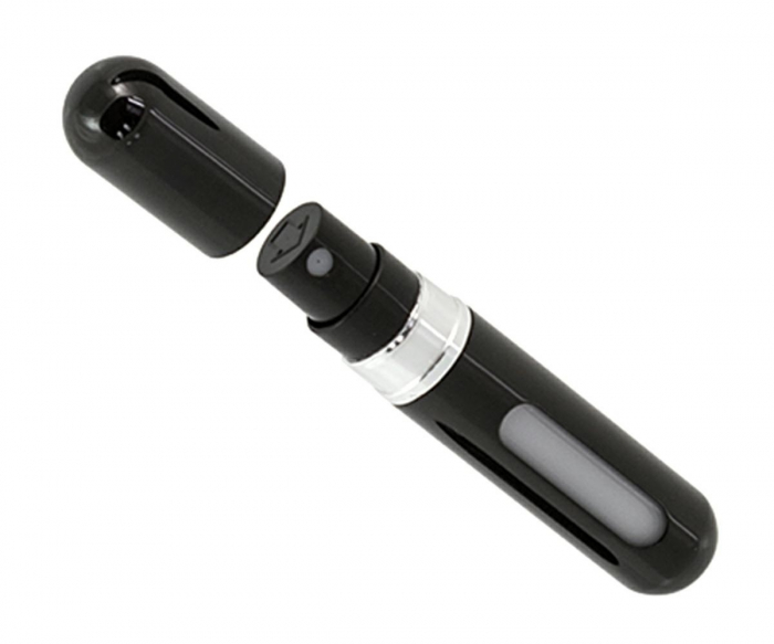 Set recipiente de parfumuri pentru calatorie, Tecos, 2 recipiente, culoare negru/argintiu, 5ml [2]
