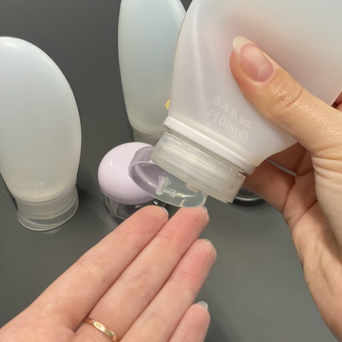 Set recipiente pentru cosmetice, Tecos, material plastic, albastru, 10 piese, ideale pentru trusa de calatorii [12]