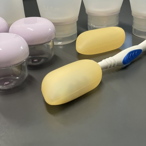 Set recipiente pentru cosmetice, Tecos, material plastic, albastru, 10 piese, ideale pentru trusa de calatorii [13]