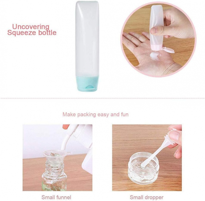 Set recipiente pentru cosmetice, Tecos, material plastic, roz, 9 piese, ideale pentru trusa de calatorii [3]
