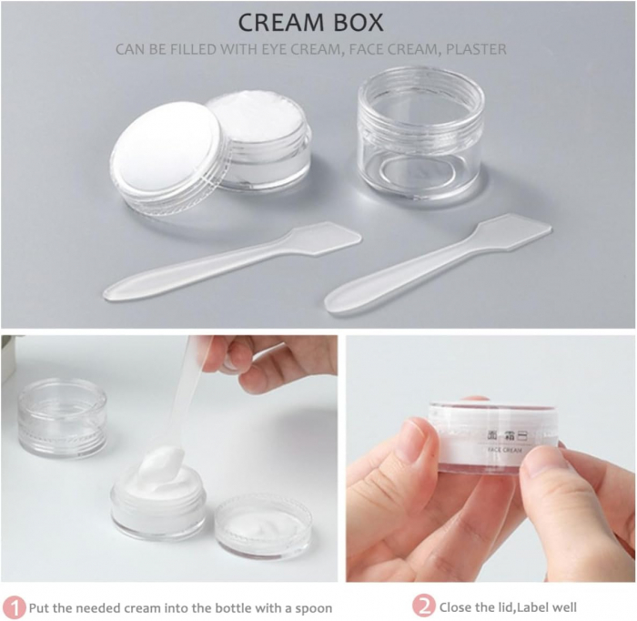 Set recipiente pentru cosmetice, Tecos, material plastic, transparent, 9 piese, ideale pentru trusa de calatorii [5]