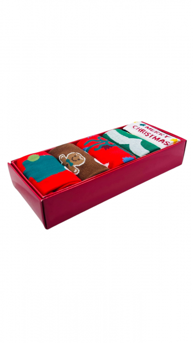 Set sosete de dama, cu design de sarbatori, Tecos®, marime 36-40, ambalate in cutie cadou, ideale pentru Sarbatorile de iarna, 5 perechi [4]