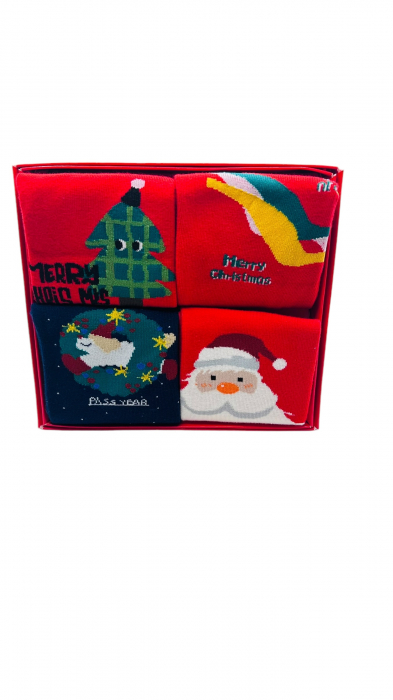 Set sosete de dama, cu design de sarbatori, Tecos®, marime 36-41, ambalate in cutie cadou, ideale pentru Sarbatorile de iarna, 5 perechi diferite [2]