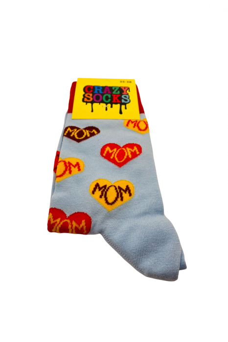 Sosete dama, imprimeu MOM, roșii, mărime 35-38 [4]