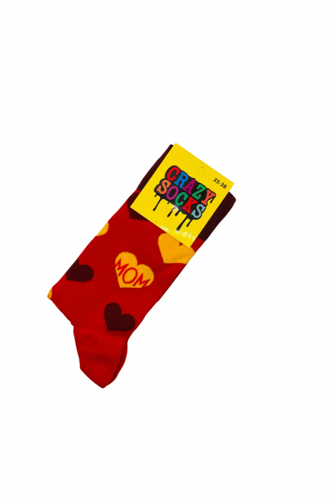 Sosete dama, imprimeu MOM, roșii, mărime 35-38 [3]