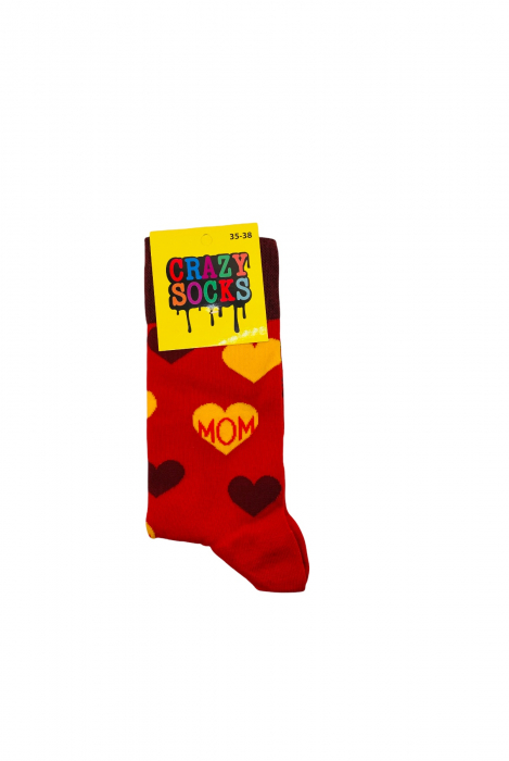 Sosete dama, imprimeu MOM, roșii, mărime 35-38 [2]
