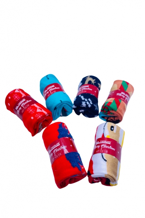 Sosete din bumbac de Craciun pentru dama, multicolor, marimi 36-41, 6 perechi [4]