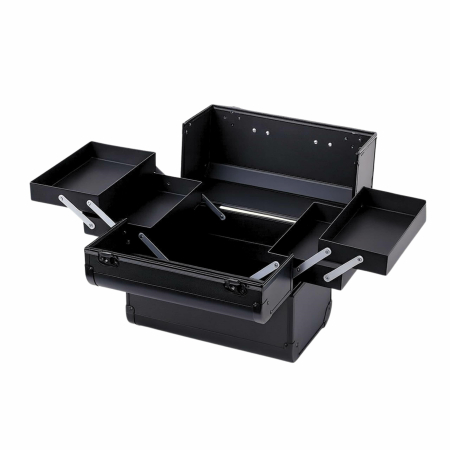 Geanta profesionala pentru cosmetice sau depozitare, Tecos®, negru mat, dimensiuni 34x32x28cm, 1 compartiment principal si 4 secundare, ideala pentru calatorii [2]