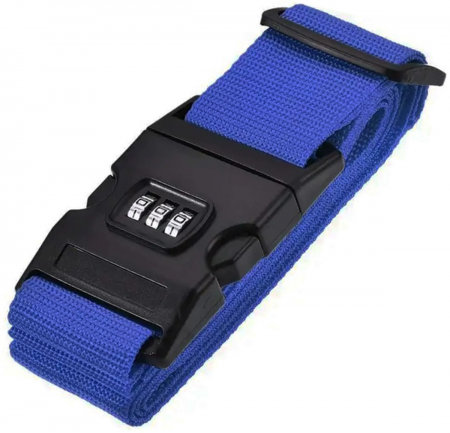 Organizatoare bagaje - Curea de siguranță ajustabila cu cifru pentru troller, Cracos®, valiza sau rucsac, albastru, marime maxima 400x5cm, ideala pentru protectie in calatorie