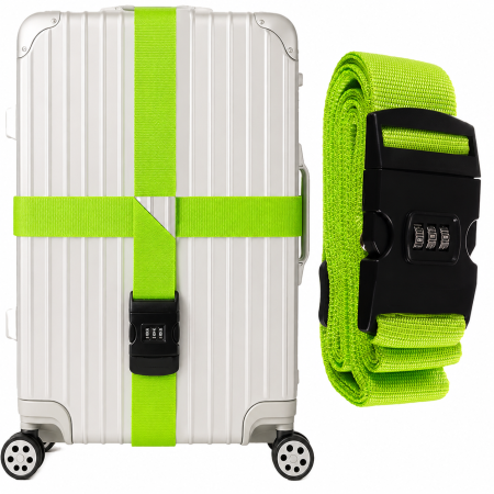 Curea de siguranță ajustabilă cu cifru Cracos® pentru troller valiză sau rucsac verde 390x5 cm [2]