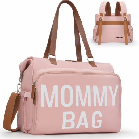 Rucsacuri - Geanta de voiaj tip rucsac Mommy Bag, Cracos®, model special conceput si adaptat pentru mamici si bebelusi, material rezistent la apa, buzunare termice si cu protectie, multifunctionala, 40x38x18 cm,