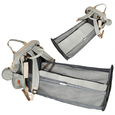 Geantă de voiaj tip rucsac Mommy Bag Cracos – pat portabil & saltea de înfășat, gri [3]