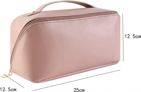 Geanta organizatoare cosmetice si parfumuri, Tecos, cu maner, ideal pentru travel sau bagaj de cala, roz [6]