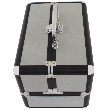 Geanta profesionala pentru cosmetice sau depozitare, Tecos, gri cu insertii de aluminiu, dimensiuni 25 cm x 17 cm x 17 cm, 1 compartiment principal si 4 secundare, ideala pentru calatorii sau activita [1]