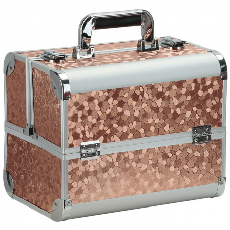 Geanta profesionala pentru cosmetice sau depozitare, Tecos®, maro cu insertii de aluminiu, dimensiuni 30,5x20,5x25cm, 1 compartiment principal si 4 secundare, ideala pentru calatorii sau activitati pr [0]