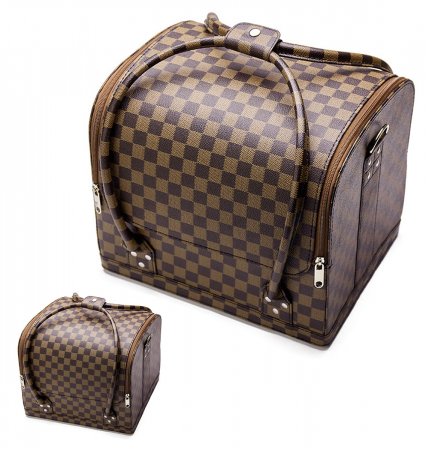 Geanta profesionala pentru cosmetice sau depozitare, Tecos®, maro, dimensiuni 27.5 cm x 21 cm x 17.5 cm, 1 compartiment principal si 4 secundare, ideala pentru calatorii sau activitati profesionale [1]