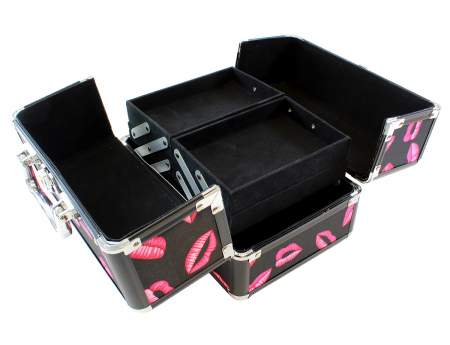 Geanta profesionala pentru cosmetice sau depozitare, Tecos, multicolor cu insertii de aluminiu, dimensiuni 25 cm x 17 cm x 17 cm, 1 compartiment principal si 4 secundare, ideala pentru calatorii sau a [2]