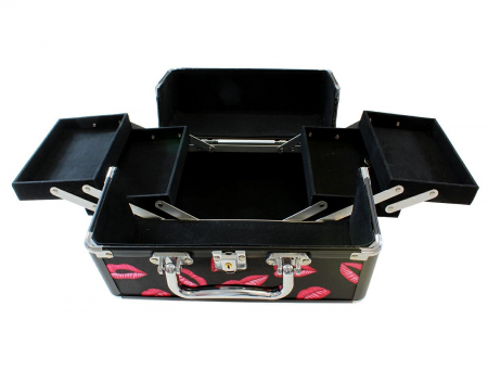 Geanta profesionala pentru cosmetice sau depozitare, Tecos, multicolor cu insertii de aluminiu, dimensiuni 25 cm x 17 cm x 17 cm, 1 compartiment principal si 4 secundare, ideala pentru calatorii sau a [3]