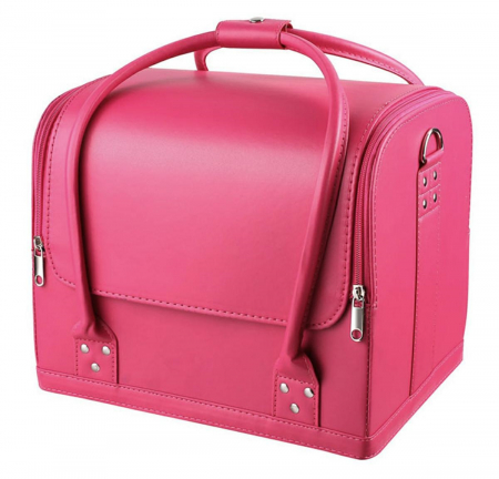 Organizatoare bagaje - Geanta profesionala pentru cosmetice sau depozitare, Tecos®, roz , dimensiuni 27.5 cm x 21 cm x 17.5 cm, 1 compartiment principal si 4 secundare, ideala pentru calatorii sau activitati profesionale