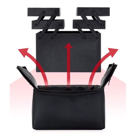 Trusă profesională de cosmetice negru cu sertare extensibile și compartimente – organizator make-up [6]