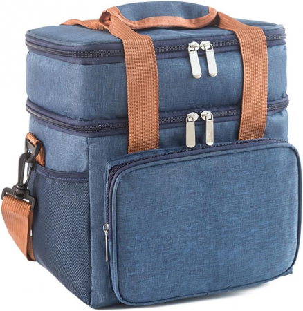 Genti termice - Geanta termoizolanta pentru picnic sau camping, Tecos, 15L, dimensiuni 28 x 23 x 18 cm, albastru