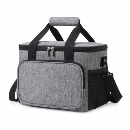 Genti termice - Geanta termoizolanta pentru picnic sau camping, Tecos, 15L, dimensiuni 30 x 22 x 21 cm, gri