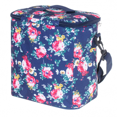 Geanta termoizolanta pentru picnic sau plaja, capacitate 11l, culoare Albastra cu flori [5]