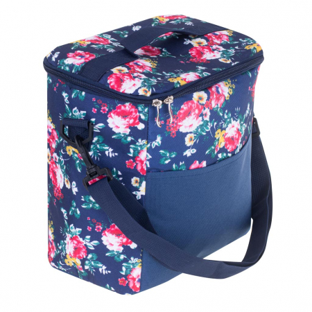 Geanta termoizolanta pentru picnic sau plaja, capacitate 11l, culoare Albastra cu flori [4]