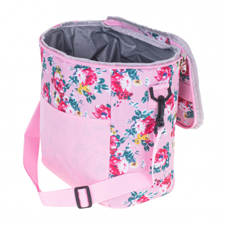Genti termice - Geanta termoizolanta pentru picnic sau plaja, capacitate 11l, culoare Roz cu flori
