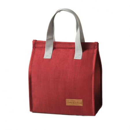 Genti termice - Geanta termoizolanta, Tecos, cooler bag pentru transport alimente si camping, impermeabila, izolata cu aluminiu, dimensiuni 22.5x13 cm, capacitate 3.3 L, rosu