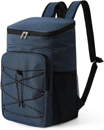 Genti termice - Geanta termoizolanta tip rucsac pentru picnic sau camping, Tecos, 18L, impermeabil, albastru inchis, dimensiuni 42 x 29 x 19 centimetri