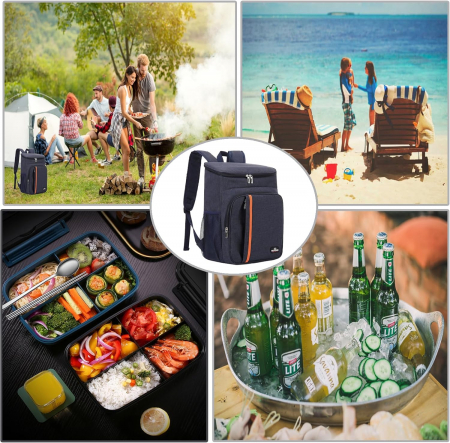 Geantă termoizolantă tip rucsac Tecos 18L – Ideală pentru Picnic & Camping, gri [5]