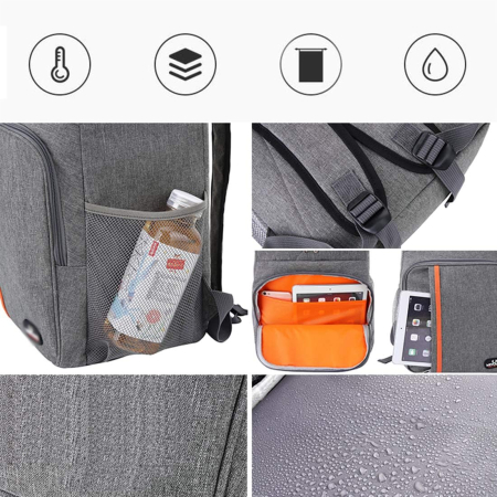 Geantă termoizolantă tip rucsac Tecos 18L – Ideală pentru Picnic & Camping, gri [3]