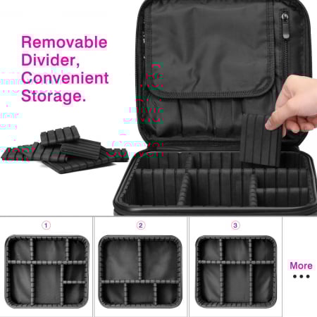 Geanta textila de voiaj pentru cosmetice, Tecos, dimensiuni 25, 5x 23x 9 cm, fermoar dublu, multiple compartimente, negru [5]