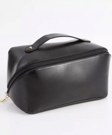 Organizatoare bagaje - Geanta textila de voiaj unisex pentru depozitare si transport articole cosmetice, Tecos®, dimensiuni 23.5* 11* 10.5 centimetri, cu maner, negru